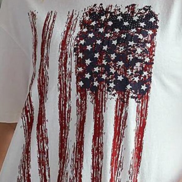 MONTANA WEST Womens American Flag Patriotic T Shirt USA Patriotic Graphic Tee L - Picture 2 of 10